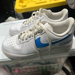 Nike Air Jordan White and Blue Athletic AF1 Shoes Sz 8.5